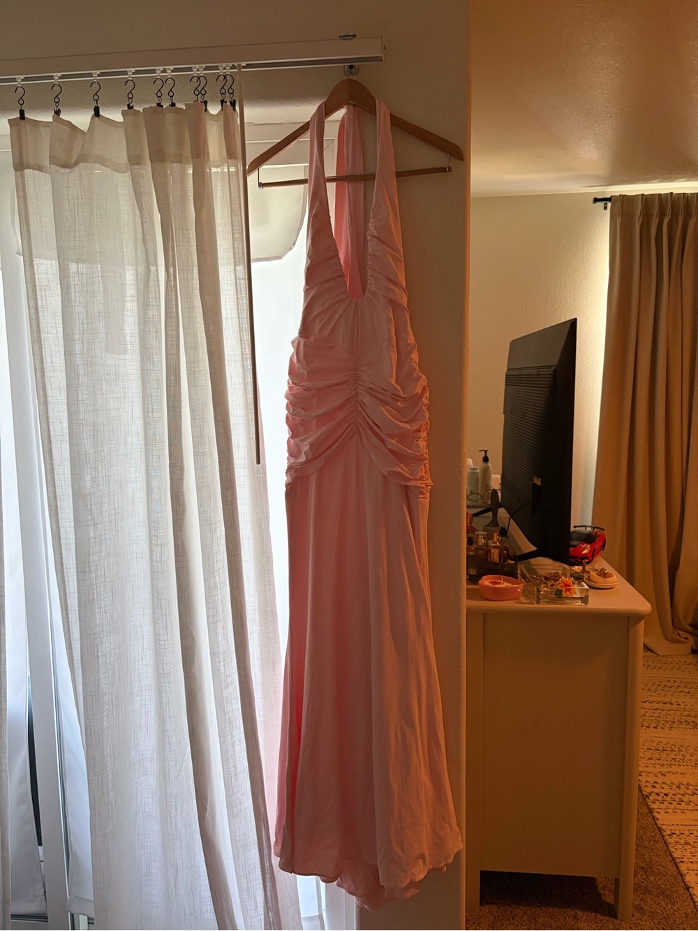 Babyboo Rosetta Dress Size SmallPlunging One-Shoulder Evening Gown in Light Pink - Picture 2 of 5